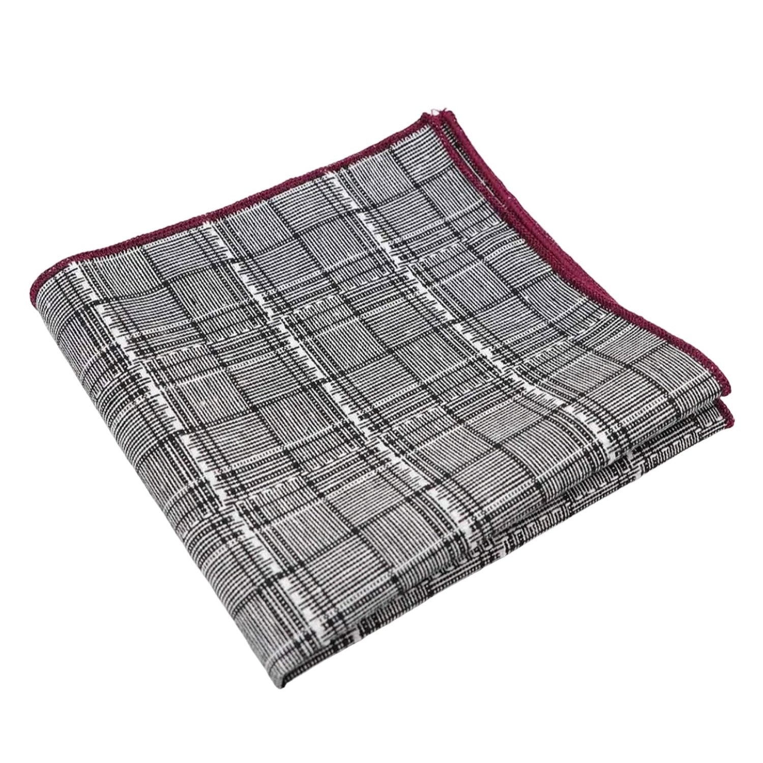 White With Black Plaid Pocket Square