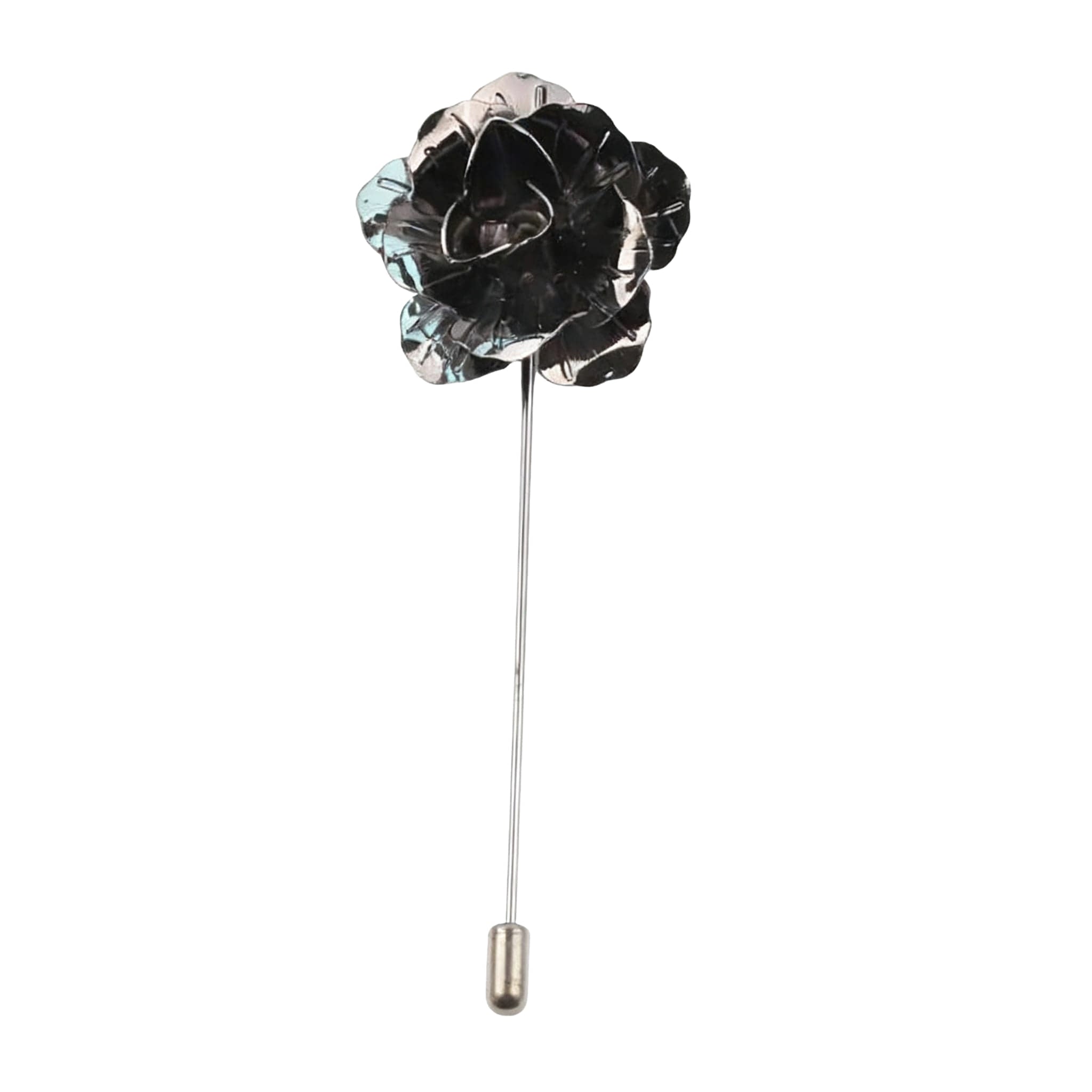 Black Silver Flower Lapel Pin