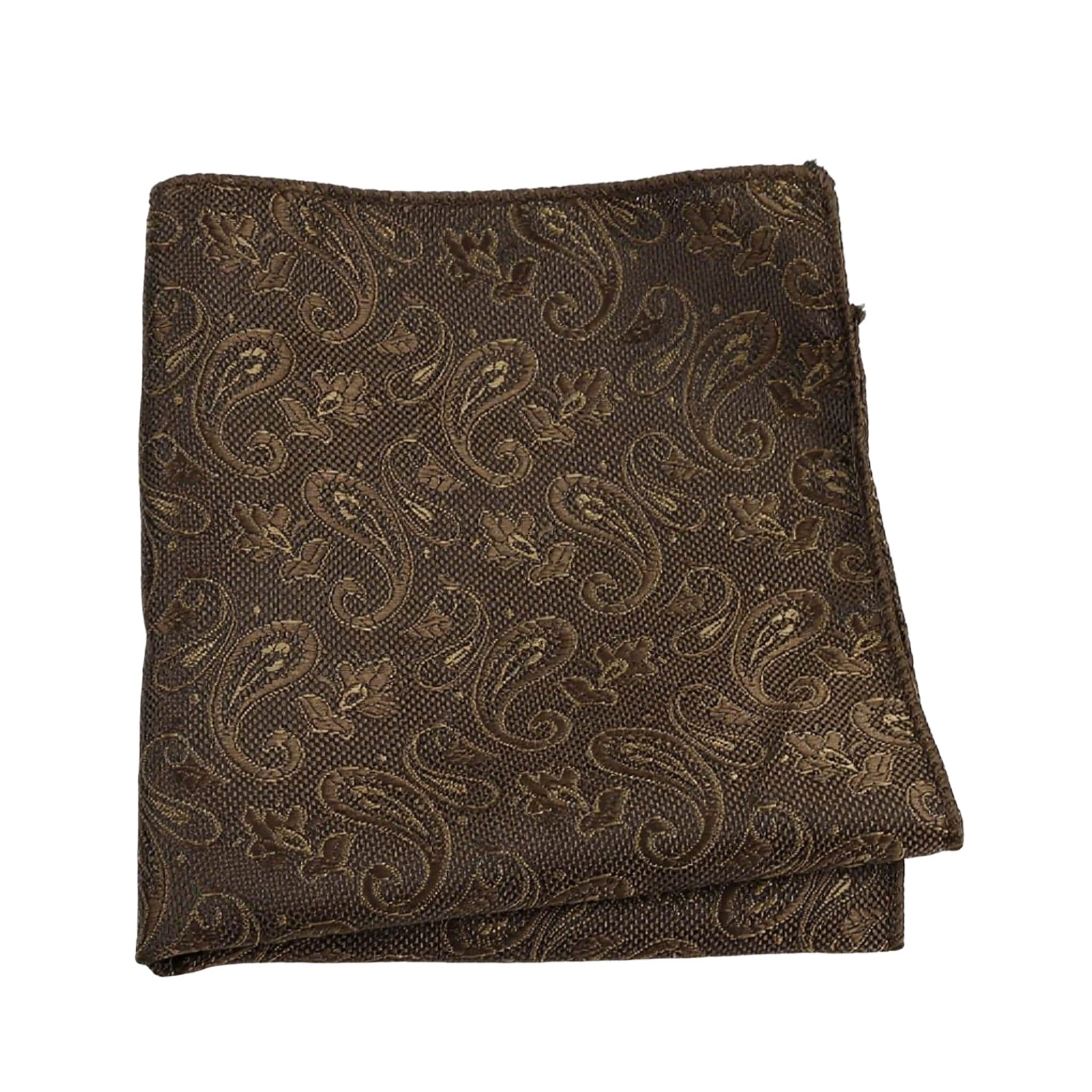 Brown Gold Paisley Pocket Square