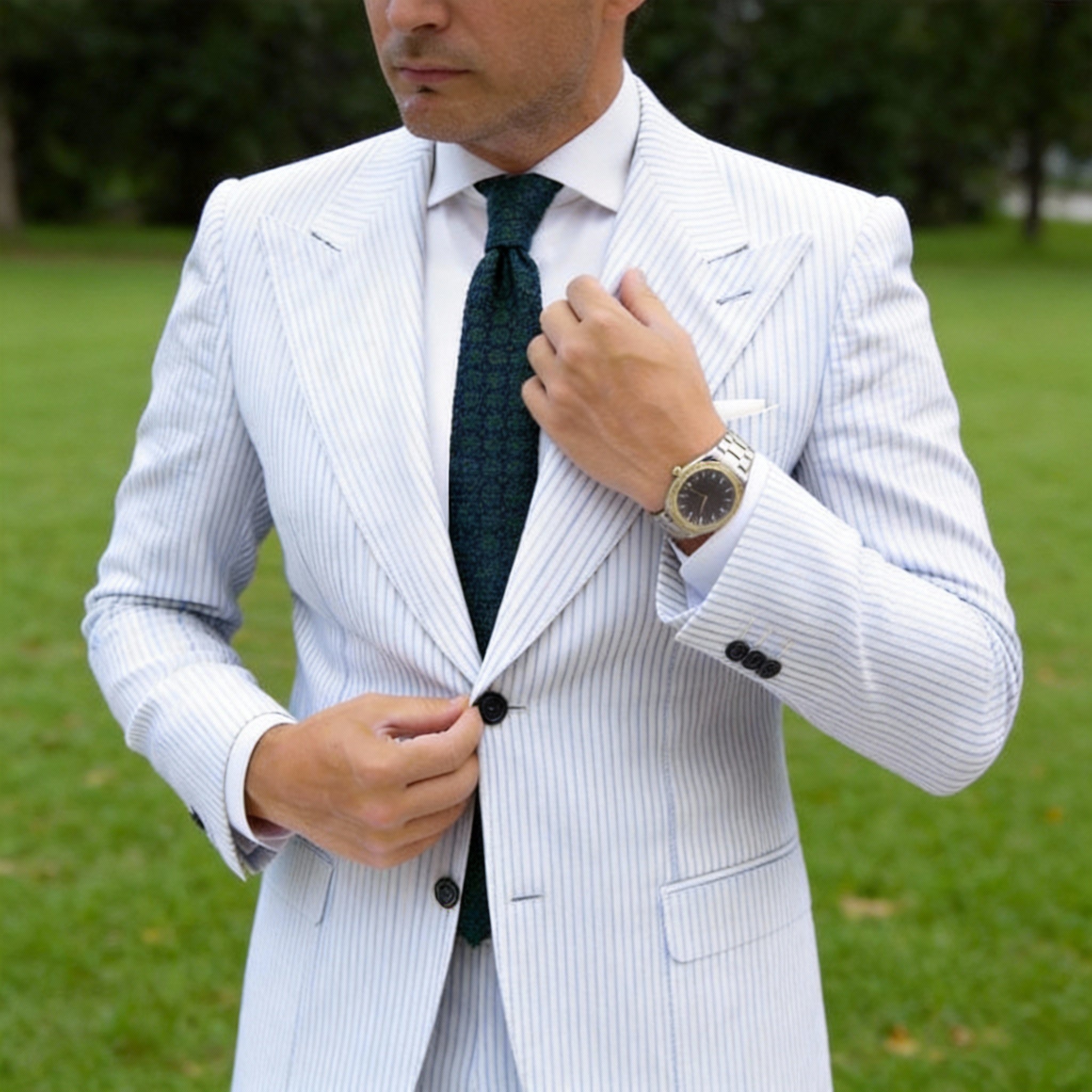 Dark Blue With Green Dot Knitted Necktie