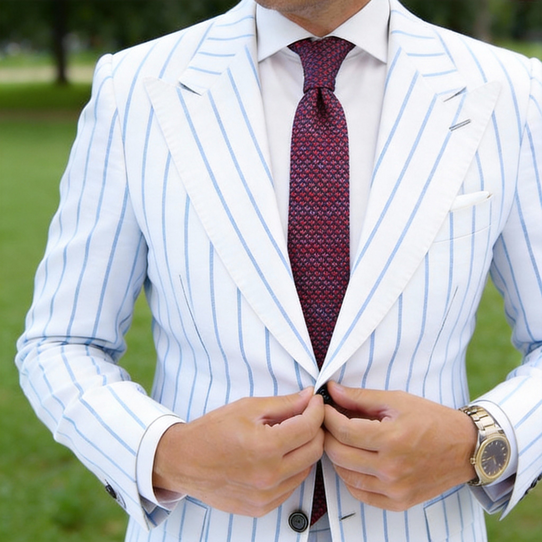Navy With Red Abstract Necktie