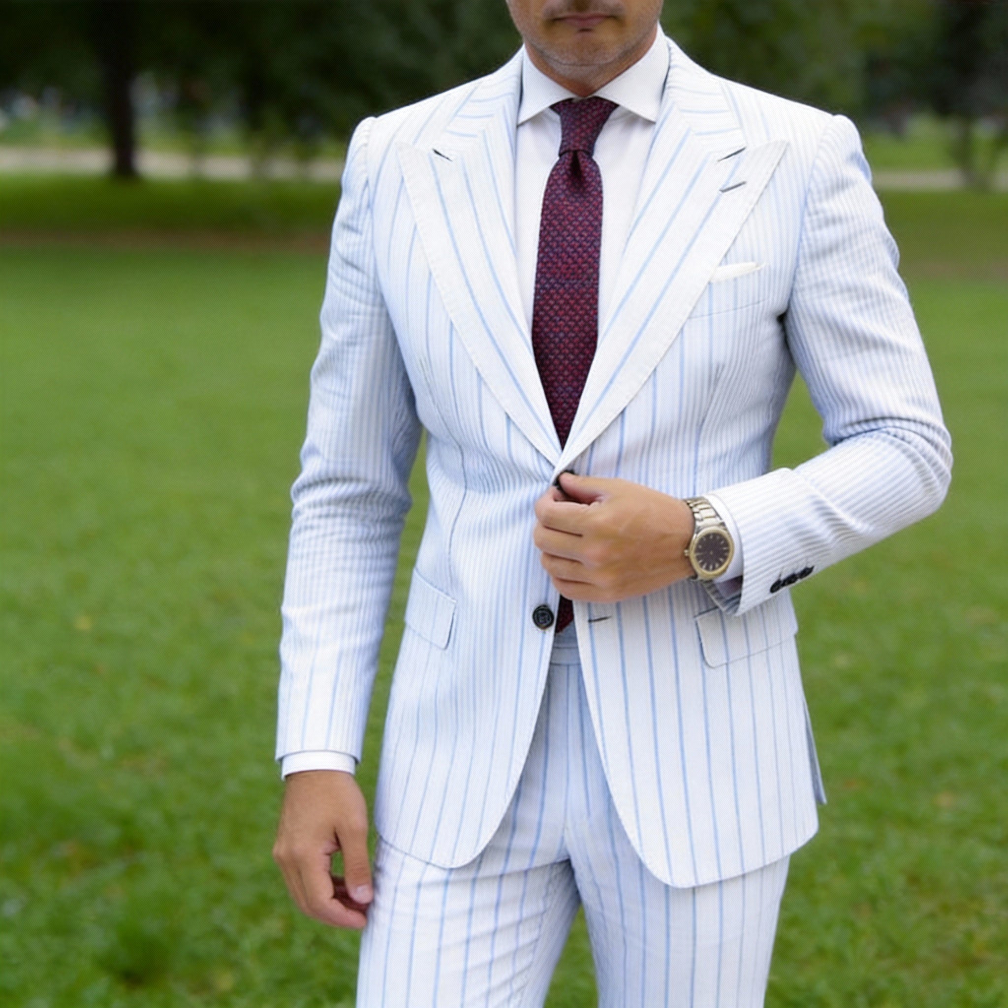 Navy With Red Abstract Necktie