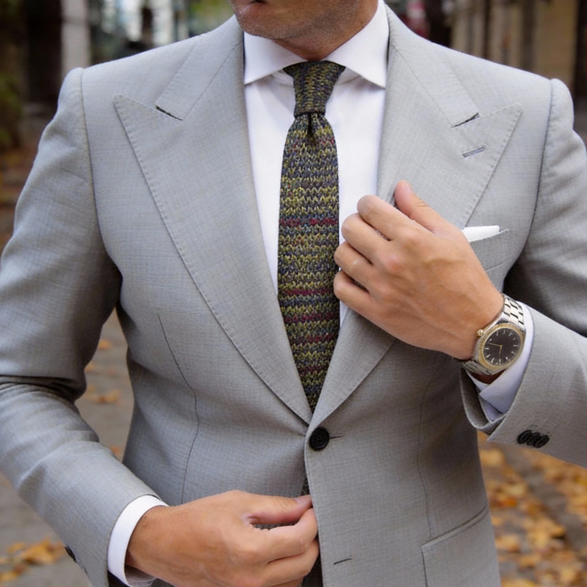Olive Green With Multicolor Fleck Necktie