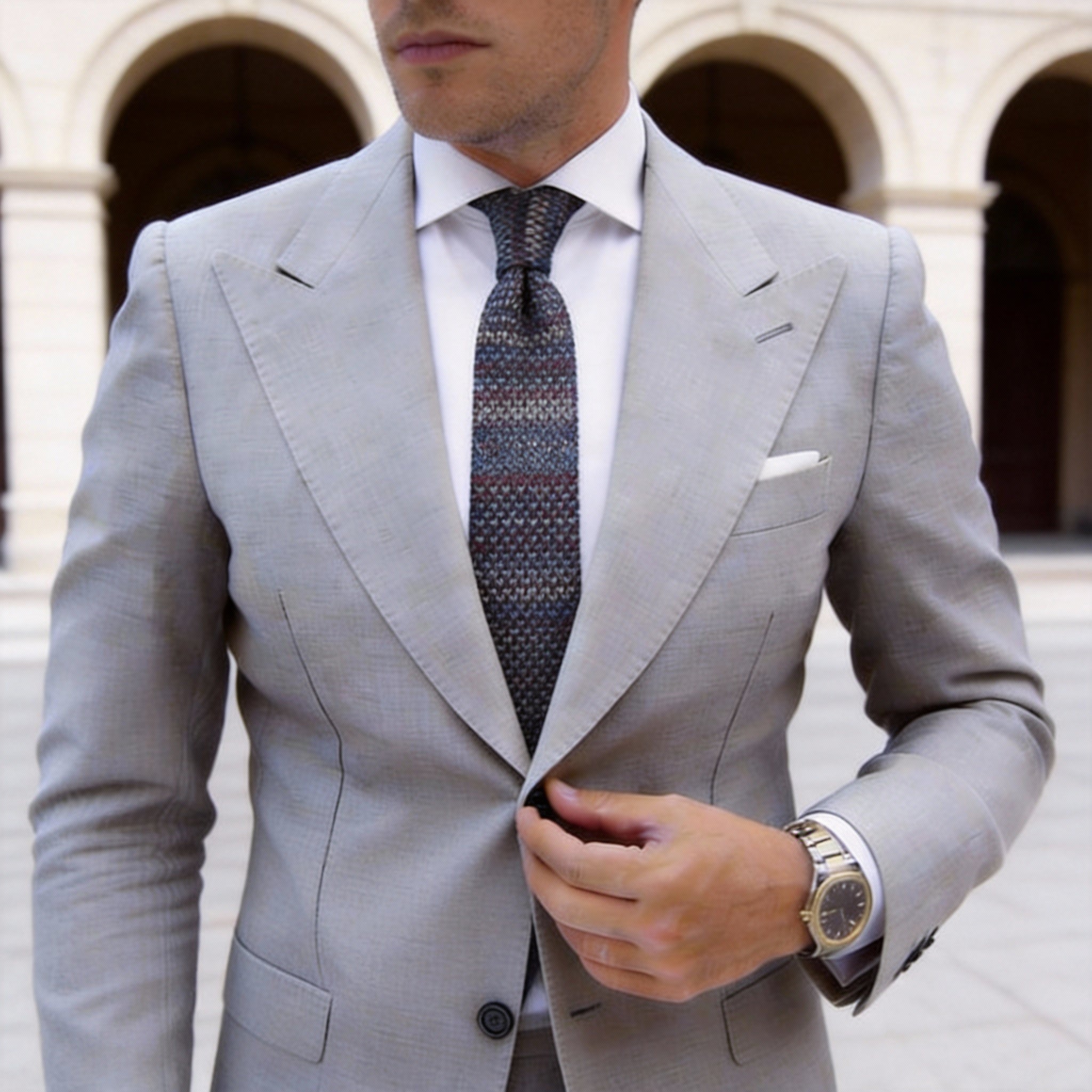 Dark Blue with Multicolor Specks Knitted Necktie