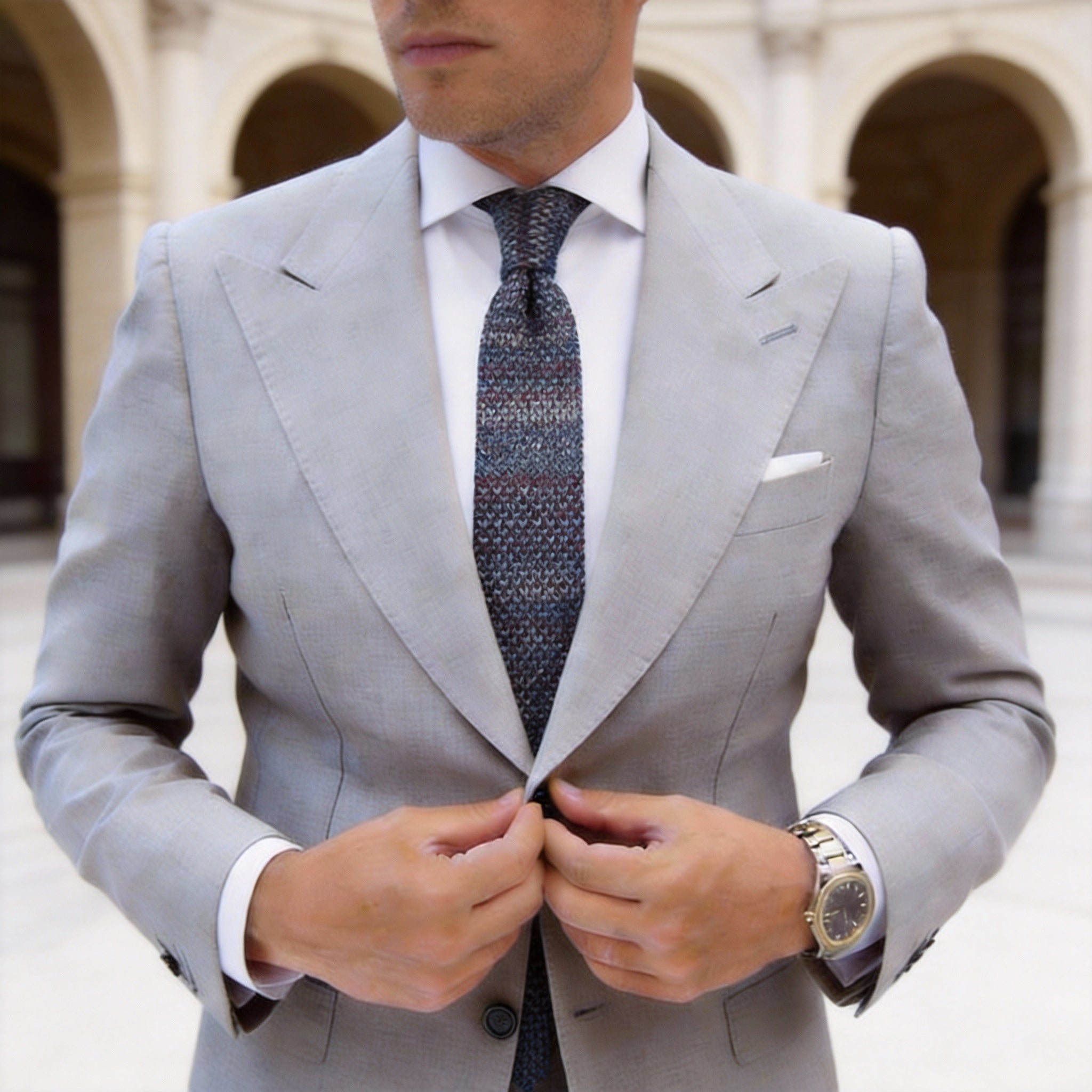 Dark Blue with Multicolor Specks Knitted Necktie