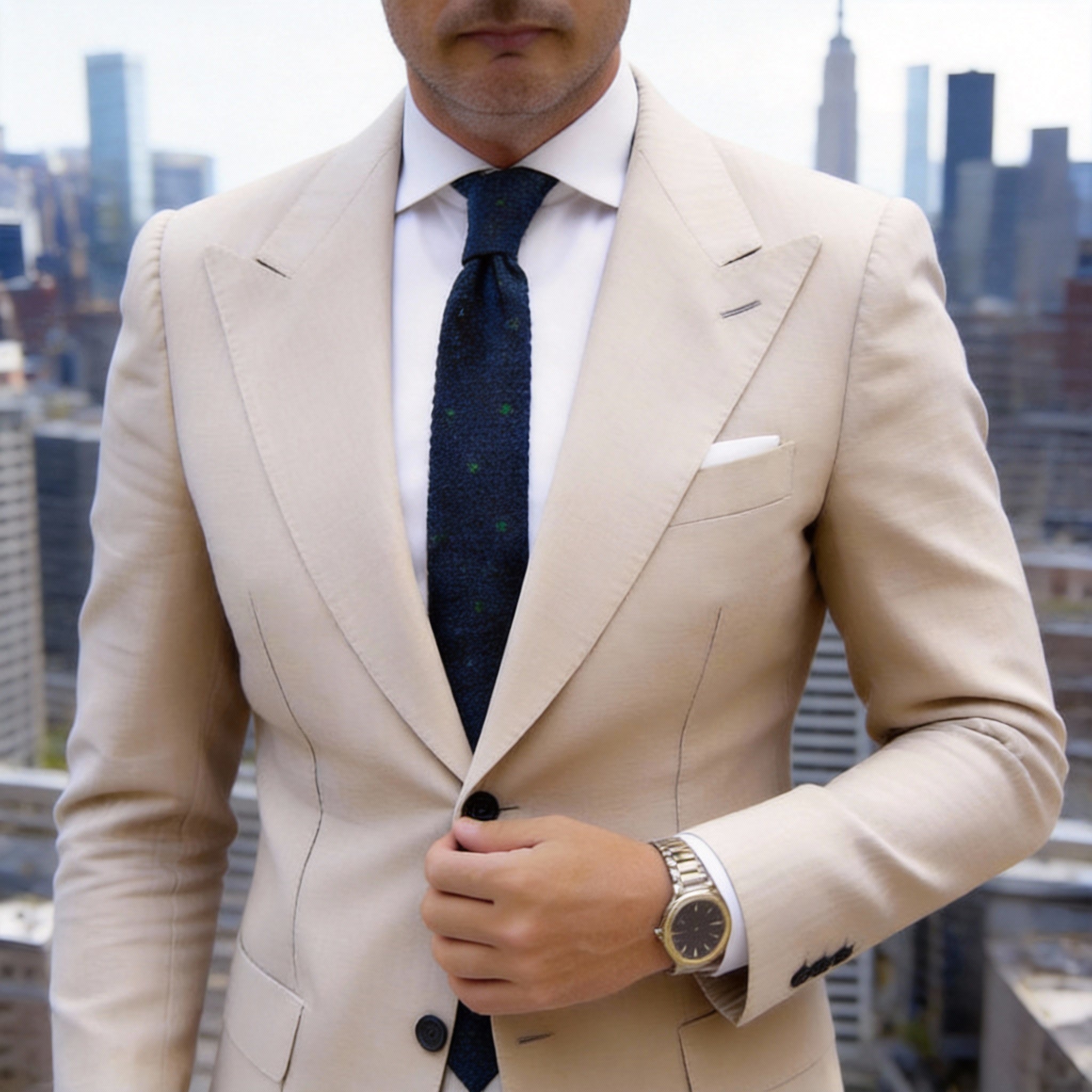 Navy Blue With Green Dots Necktie