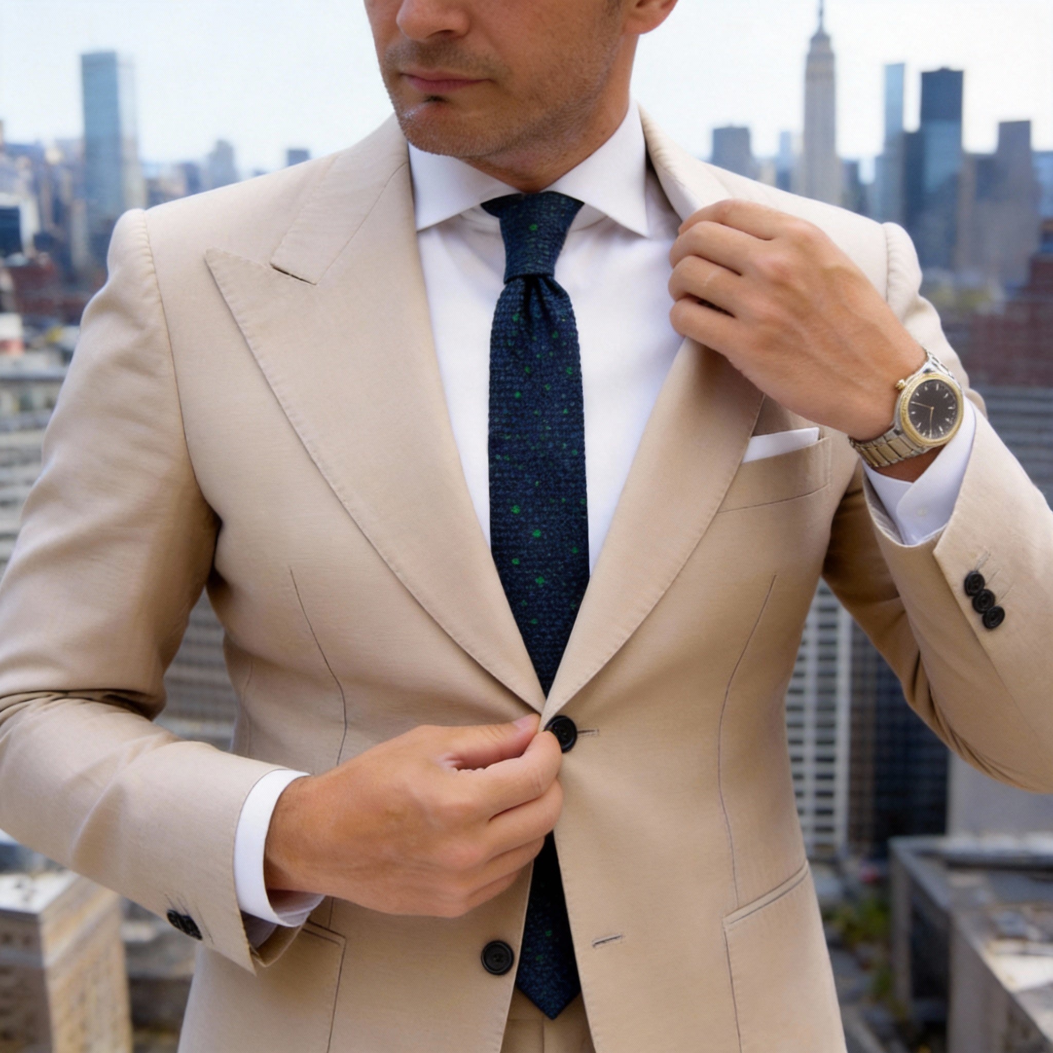 Navy Blue With Green Dots Necktie