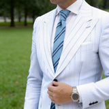 Light Blue With Black Diagonal Stripes Necktie
