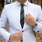 Green With Blue Black Orange Striped Necktie