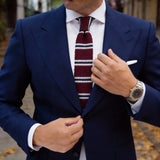 Maroon With White/Navy Stripe Necktie