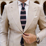 Navy With Red And White Stripes Knitted Necktie