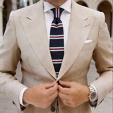 Navy With Red And White Stripes Knitted Necktie