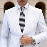 White With Black Stripe Knitted Necktie