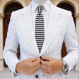 White With Black Stripe Knitted Necktie