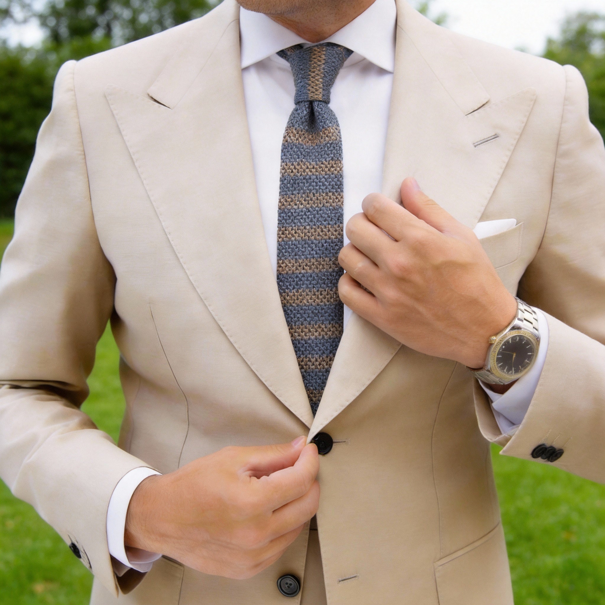 Gray With Brown Stripe Necktie