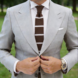 Brown With White Stripe Necktie