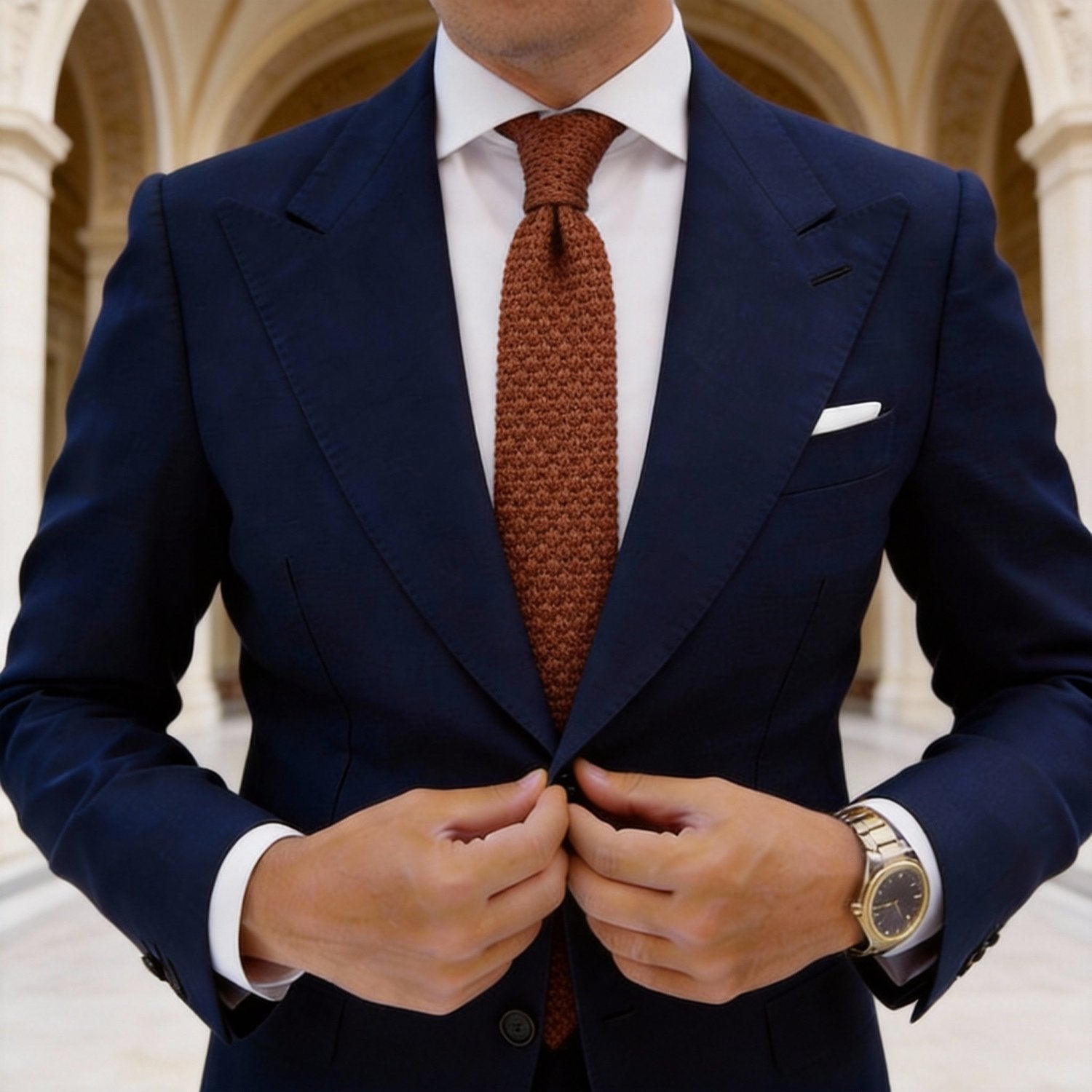 Brown with Brown Knitted Necktie
