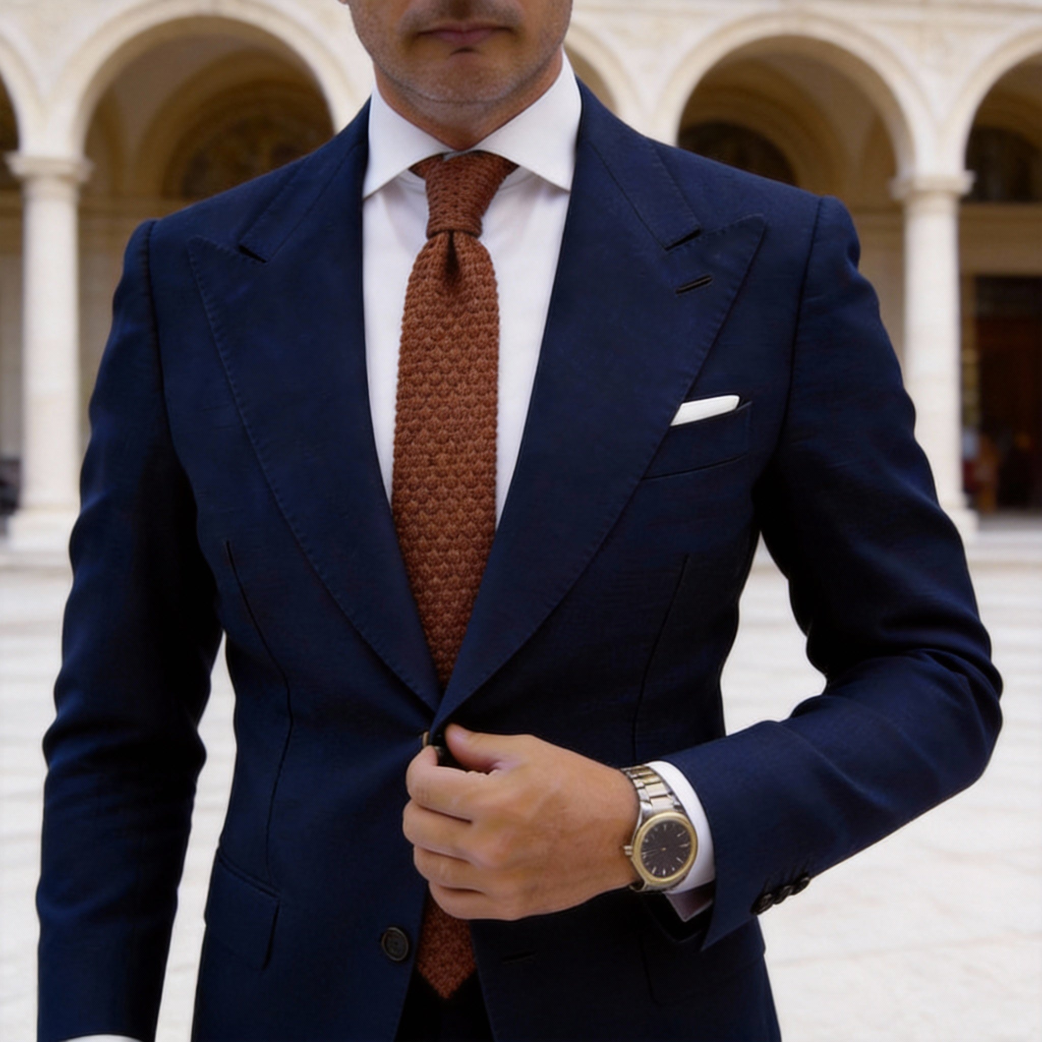 Brown with Brown Knitted Necktie