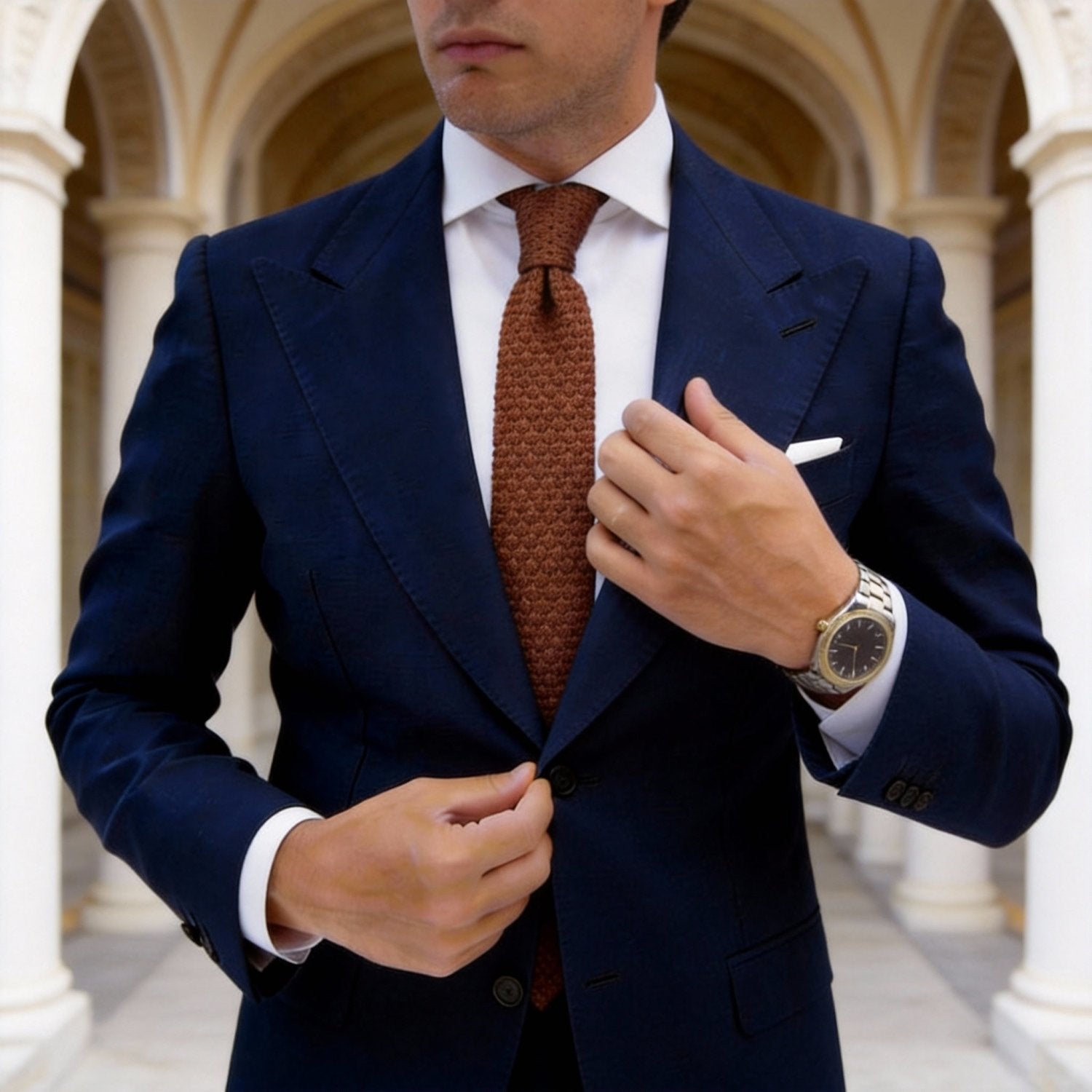 Brown with Brown Knitted Necktie