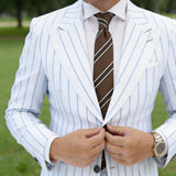Brown With White & Dark Striped Necktie