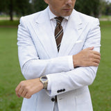 Brown With White & Dark Striped Necktie