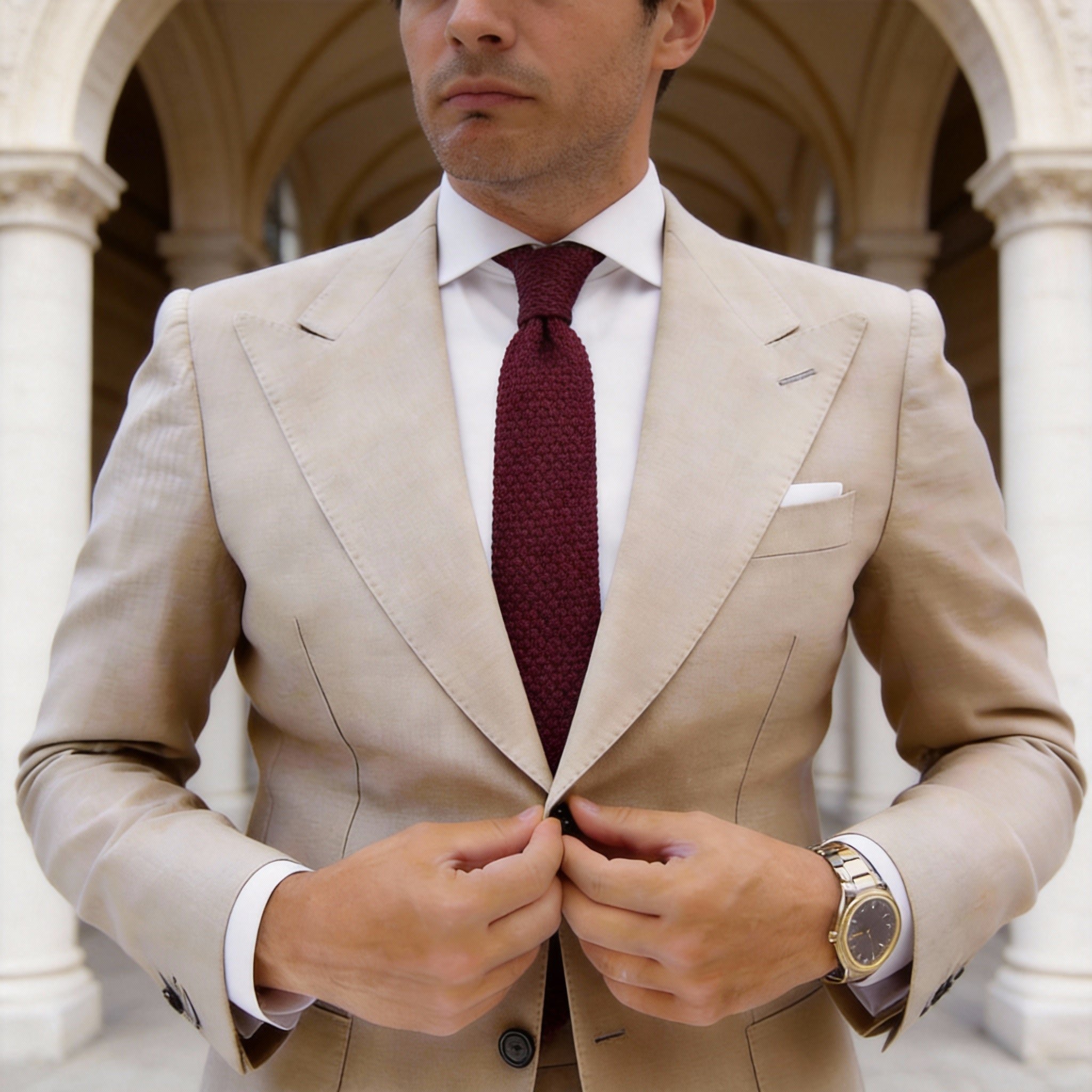 Burgundy with Knitted Necktie