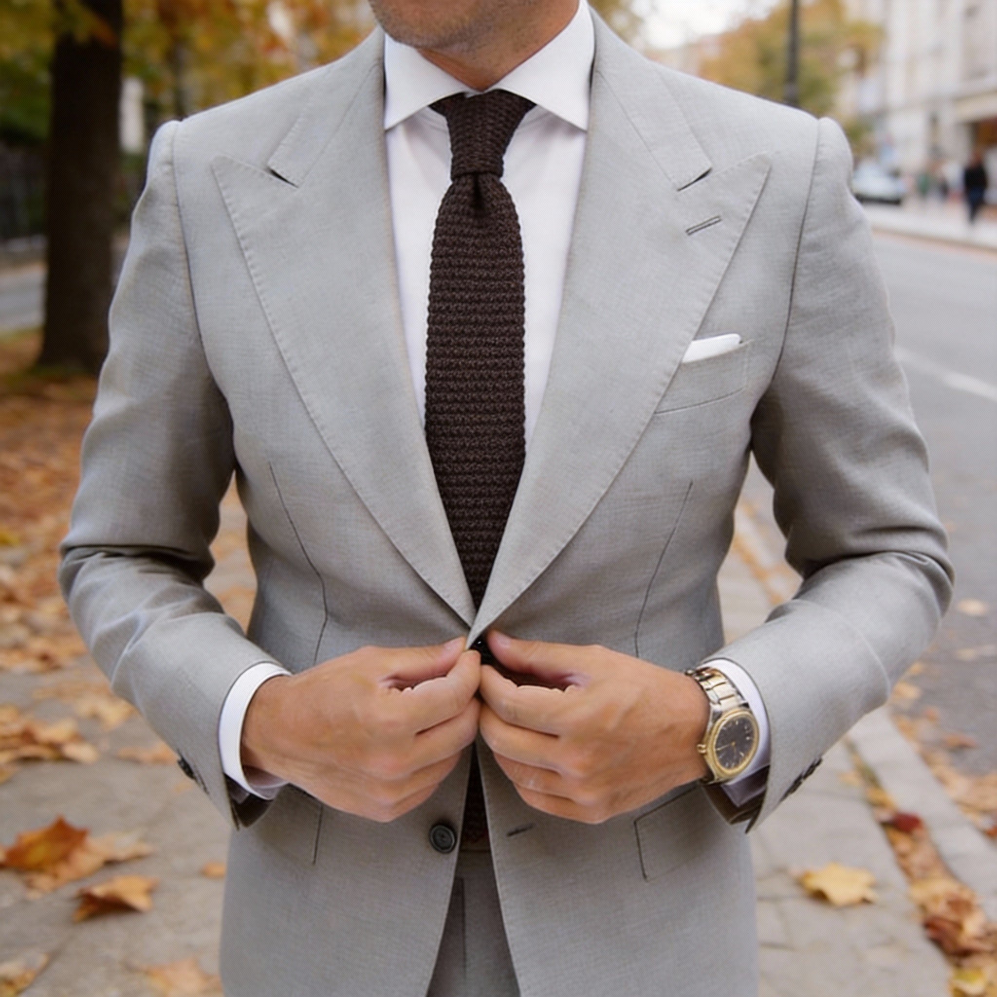 Brown with Brown Knitted Necktie