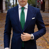 Green Necktie With Red Heart Patterns