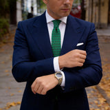 Green Necktie With Red Heart Patterns