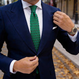 Green Necktie With Red Heart Patterns