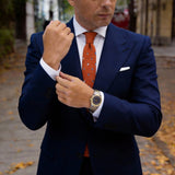 Orange With Blue Small Pattern Necktie