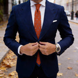 Orange With Blue Small Pattern Necktie