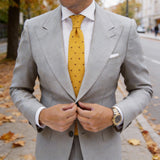 Yellow With Brown Heart Necktie