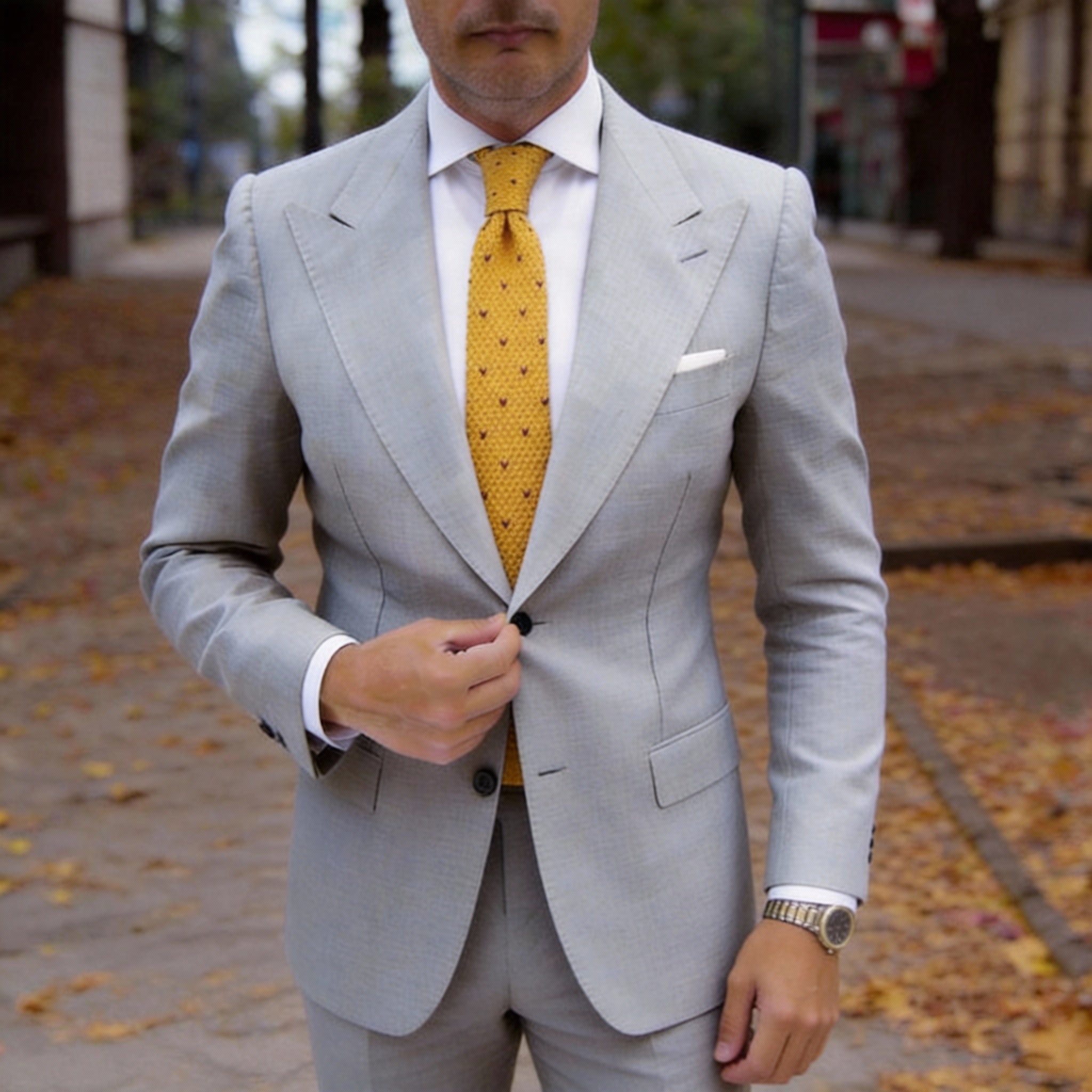 Yellow With Brown Heart Necktie