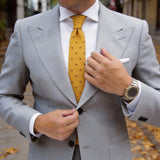Yellow With Brown Heart Necktie