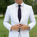 Navy Blue Necktie With Red Geometric Patterns