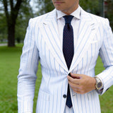 Navy Blue Necktie With Red Geometric Patterns