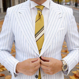 Yellow With Brown Striped Necktie