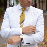 Yellow With Brown Striped Necktie