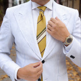 Yellow With Brown Striped Necktie