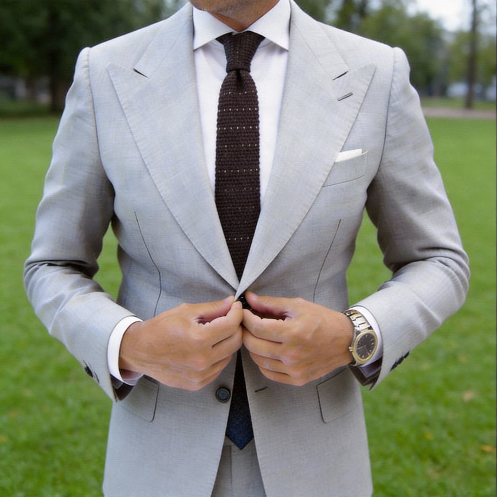 Brown With White Arrow Knitted Necktie