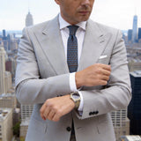 Brown with Blue Geometric Pattern Necktie