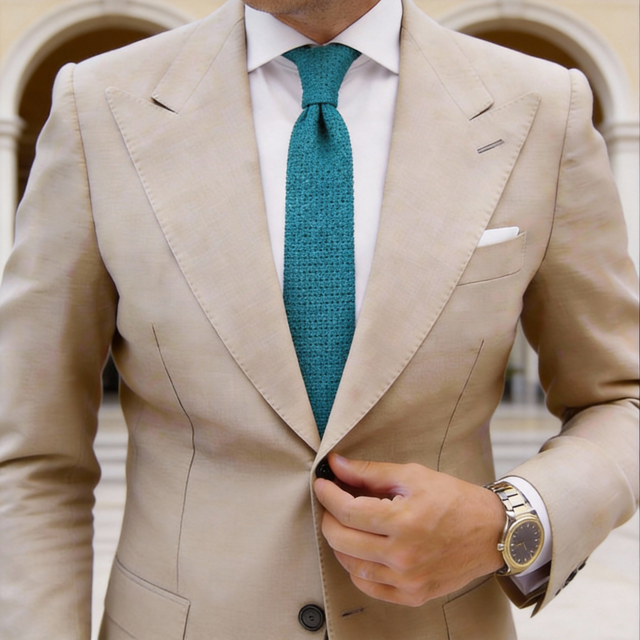 Teal With Teal Knitted Textured Necktie