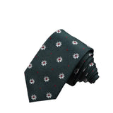 Green White Floral Necktie