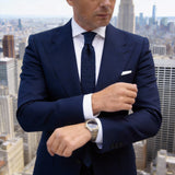 Navy Blue With Textured Knitted Necktie