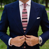 Light Pink with Black Striped Necktie
