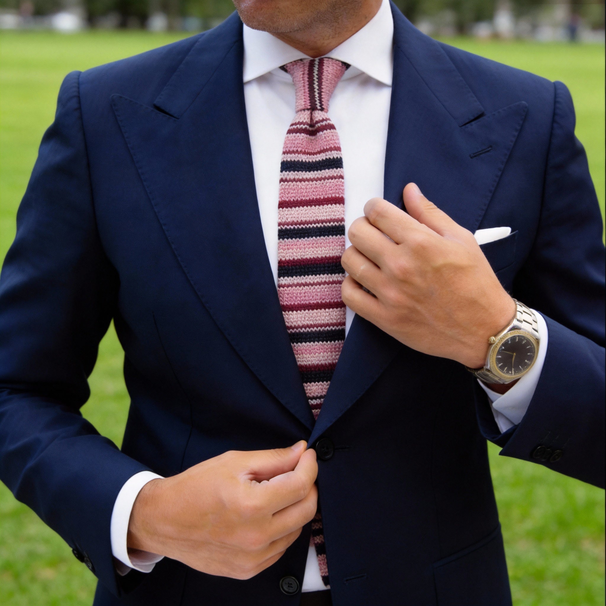 Light Pink with Black Striped Necktie