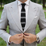 Black With White Checked Stripes Necktie