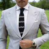 Black With White Checked Stripes Necktie