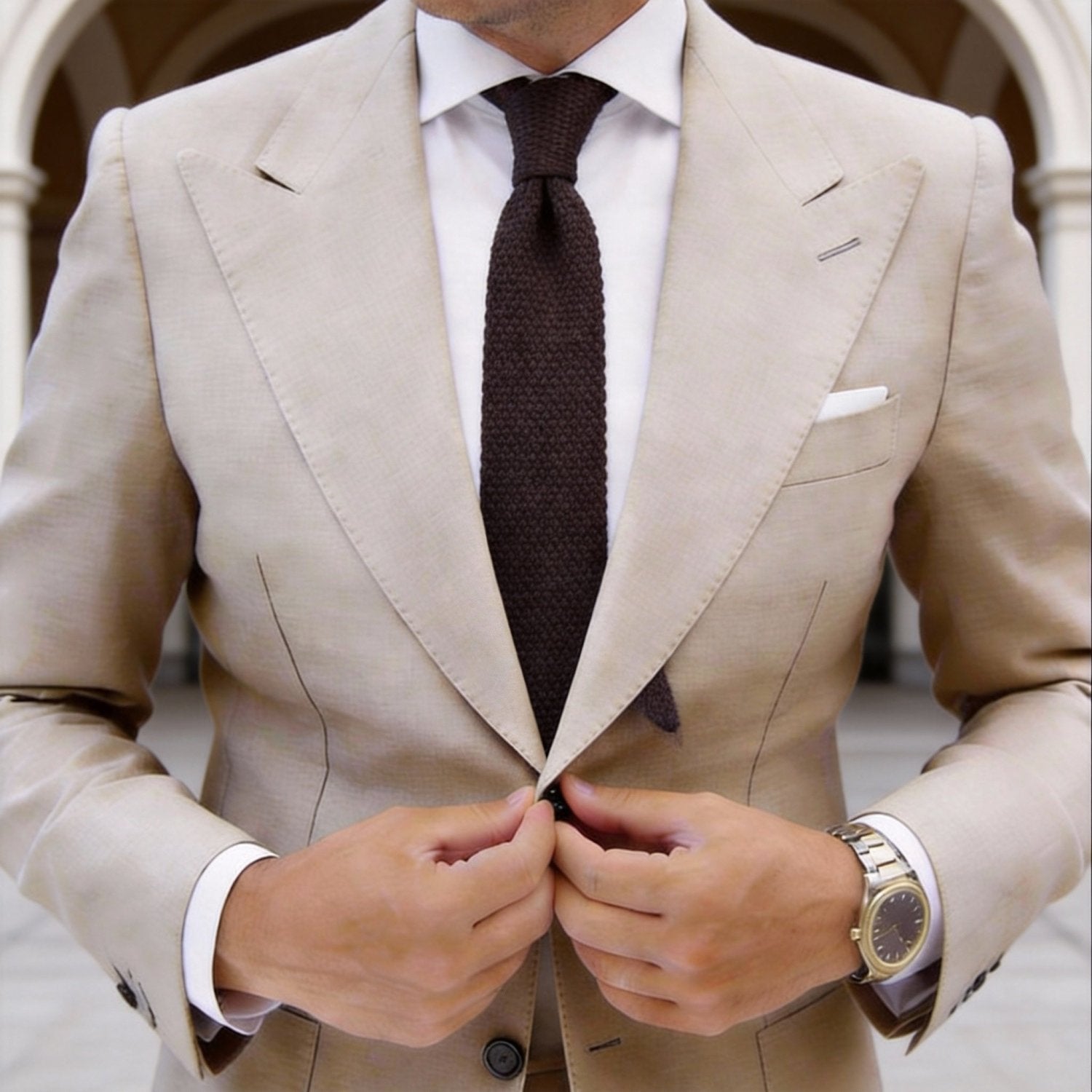 Orange with Knitted Texture Necktie